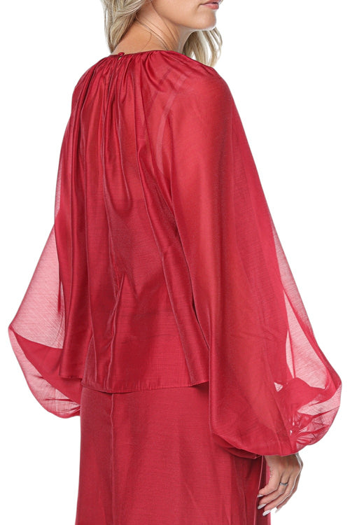Bluza Ted Baker Eelana Puff Sleeve Blouse With Organza Overlay