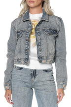 Jacheta One Teaspoon Cropped Crystal Trucker Denim