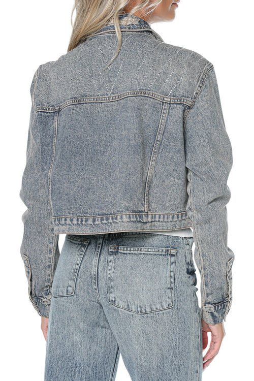 Jacheta One Teaspoon Cropped Crystal Trucker Denim