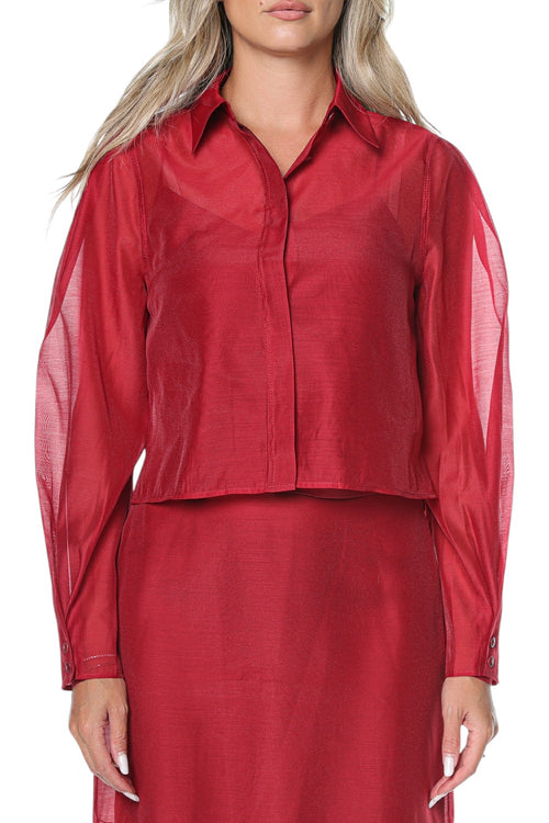 Camasa Ted Baker Tilliia Cropped Organza With Cuff Detail