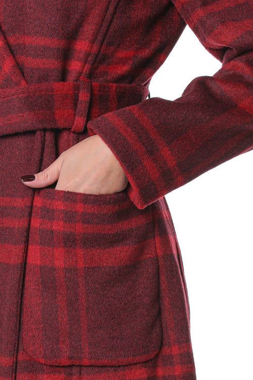 Palton DKNY Maxi Wrap Wool Rosu