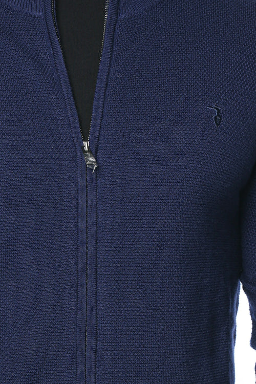 Pulover Trussardi Knitwear -Cadigan Con Zip In Pura Lana Piquet