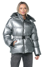 Jacheta Karl Lagerfeld Metallic Puffer Argintiu