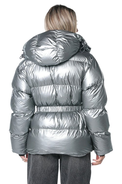 Jacheta Karl Lagerfeld Metallic Puffer Argintiu