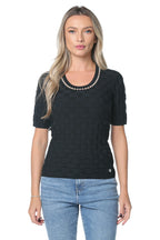 Bluza Karl Lagerfeld Pearl Detail Knit Negru