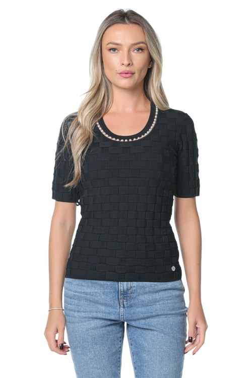 Bluza Karl Lagerfeld Pearl Detail Knit Negru