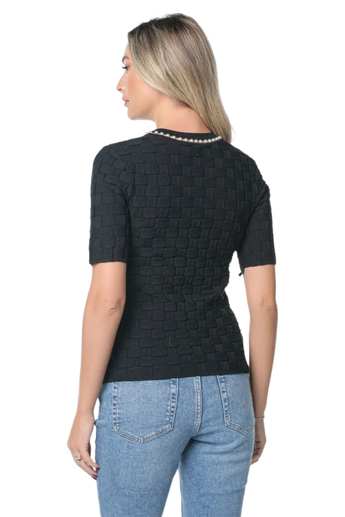 Bluza Karl Lagerfeld Pearl Detail Knit Negru