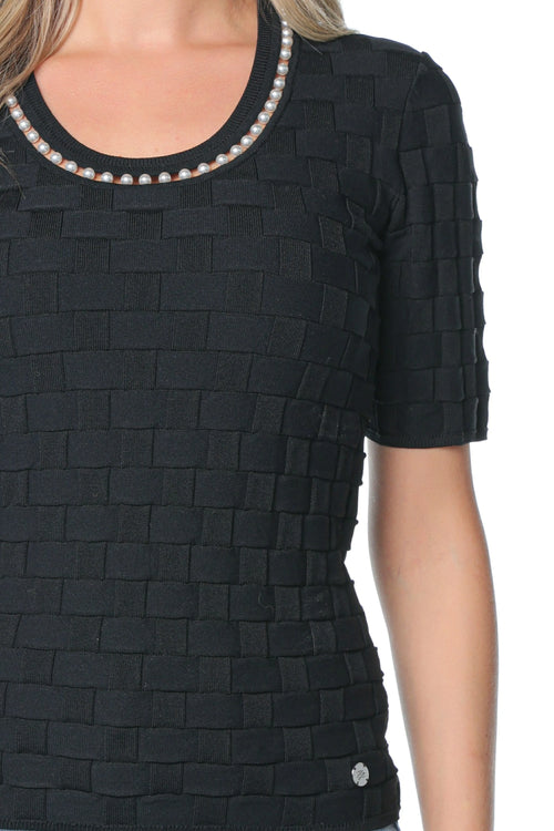 Bluza Karl Lagerfeld Pearl Detail Knit Negru