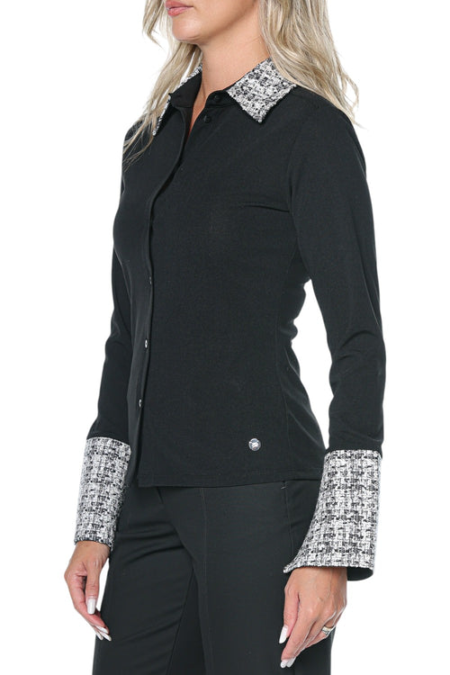 Camasa polo Karl Lagerfeld Long Sleeve Fabric Mix