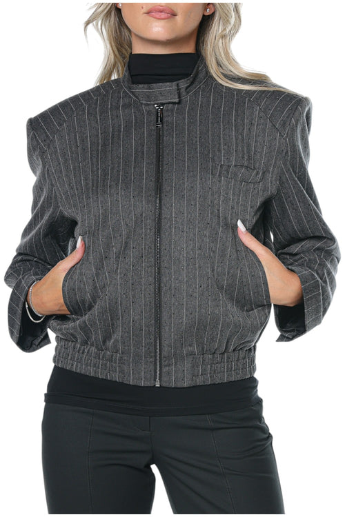 Jacheta Karl Lagerfeld Pinstripe Tailored Bomber
