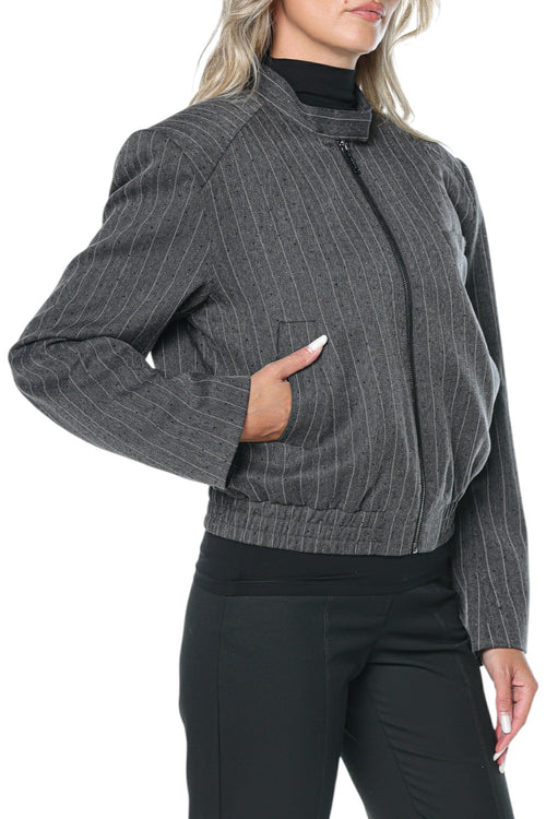 Jacheta Karl Lagerfeld Pinstripe Tailored Bomber