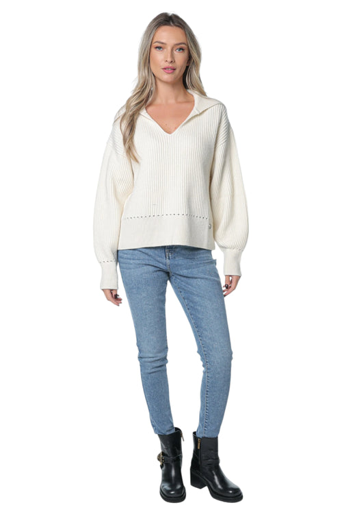 Bluza Karl Lagerfeld Wide Collar Knit Bej