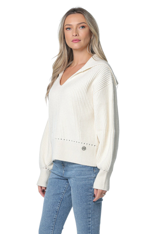 Bluza Karl Lagerfeld Wide Collar Knit Bej