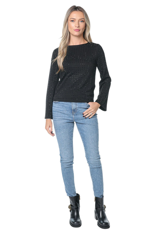 Pulover Karl Lagerfeld Embellished Negru
