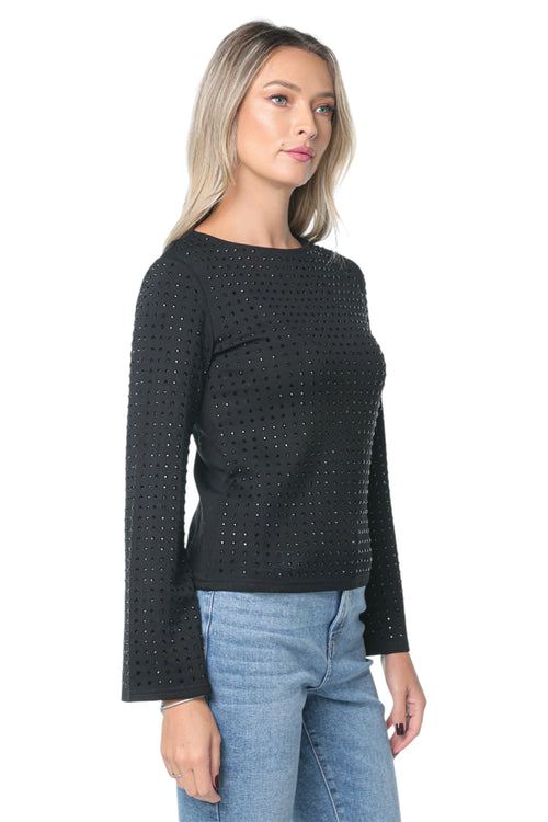 Pulover Karl Lagerfeld Embellished Negru