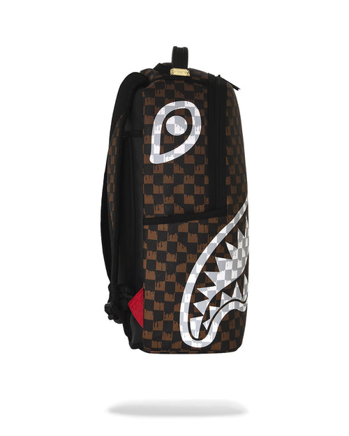 Rucsac Sprayground Brown And Cream Drip Check Shark