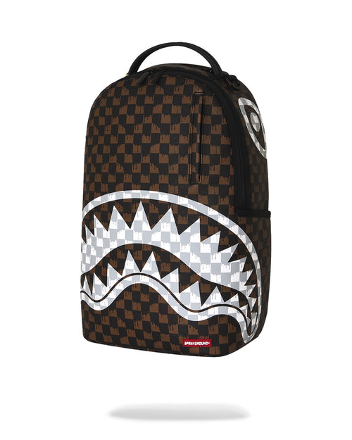 Rucsac Sprayground Brown And Cream Drip Check Shark