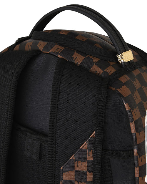 Rucsac Sprayground Brown And Cream Drip Check Shark