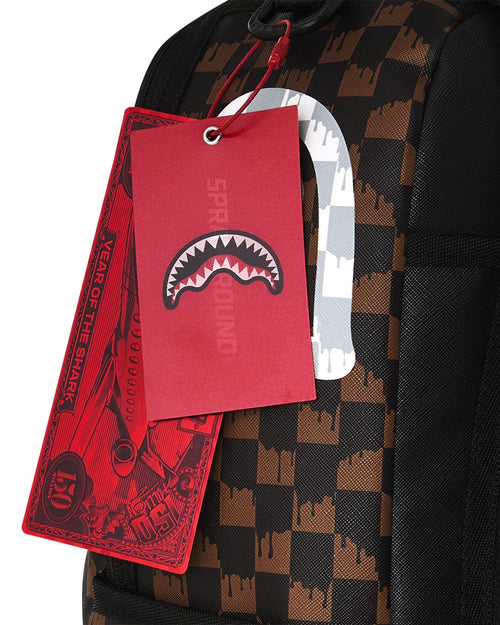 Rucsac Sprayground Brown And Cream Drip Check Shark