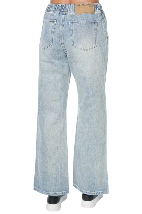 Jeans One Teaspoon Roadhouse Mid Waist Wide Leg Drawstring