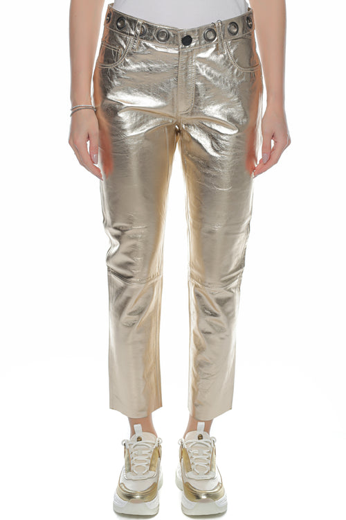Pantaloni ONETEASPOON Gold Leather Heart Break Hotel
