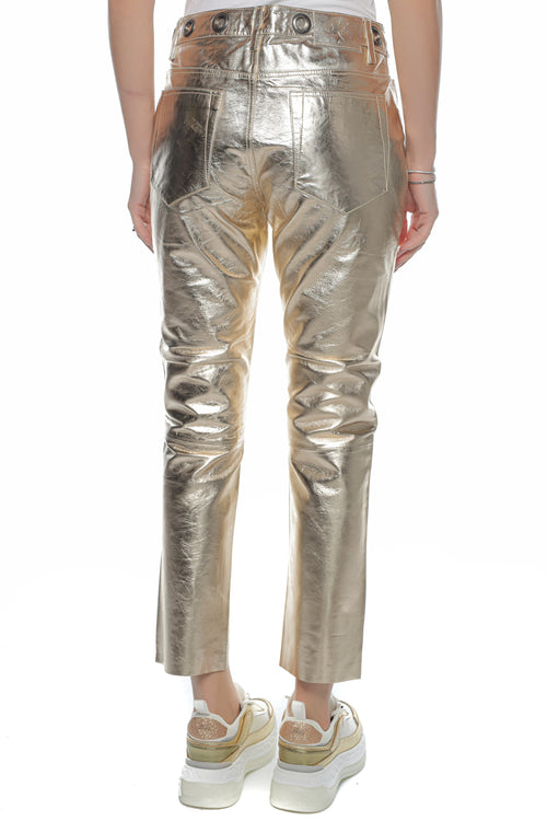 Pantaloni ONETEASPOON Gold Leather Heart Break Hotel