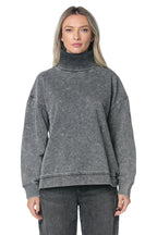 Pulover One Teaspoon Fleece Roll Neck Gri