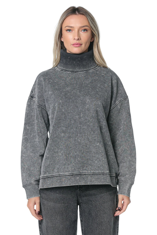 Pulover One Teaspoon Fleece Roll Neck Gri