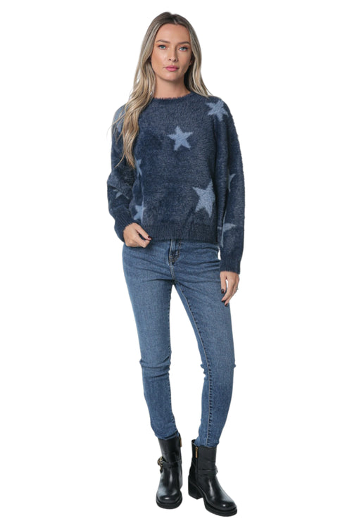 Pulover One Teaspoon Fluffy Star Albastru