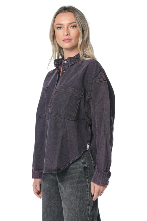 Camasa One Teaspoon Daria Denim Shacket Negru