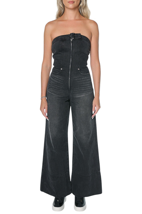 Salopeta One Teaspoon Dark Angel Strapless Wide Leg Denim