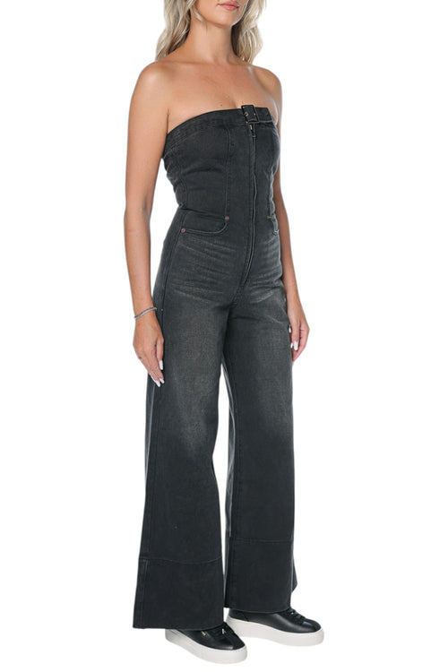 Salopeta One Teaspoon Dark Angel Strapless Wide Leg Denim