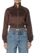 Top Ksubi Cropped Zip Trak Mocha