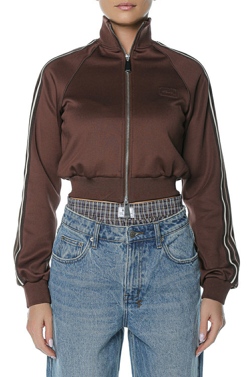 Top Ksubi Cropped Zip Trak Mocha