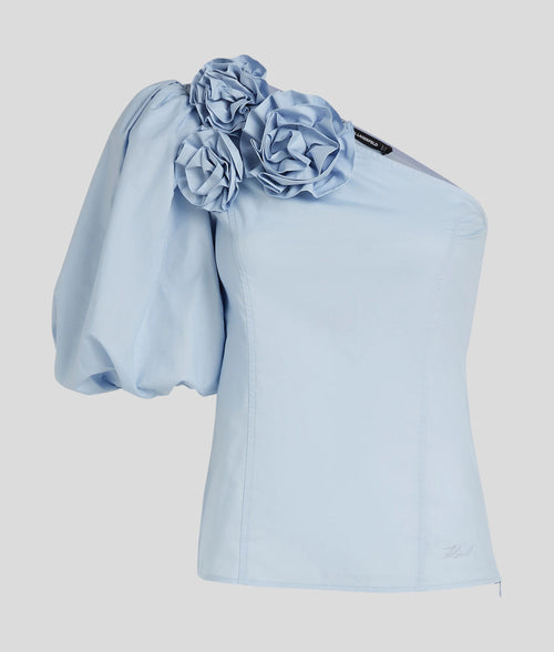 Top KARL LAGERFELD Flower One Shoulder Blouse