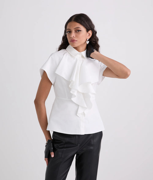 Camasa KARL LAGERFELD Front Ruffle Sslv Poplin