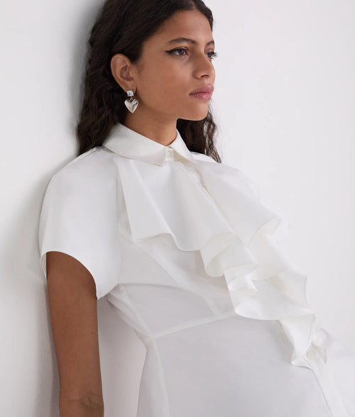 Camasa KARL LAGERFELD Front Ruffle Sslv Poplin