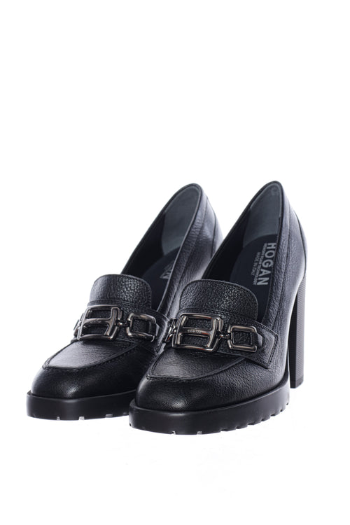 Loafers din piele cu toc patrat  H623 Hogan