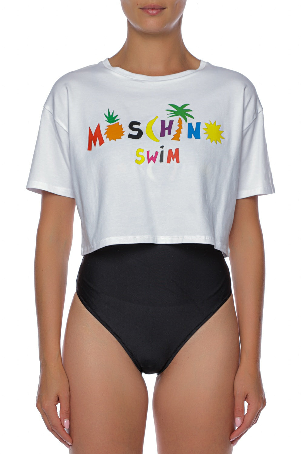Tricou crop Moschino cu imprimeu personalizat