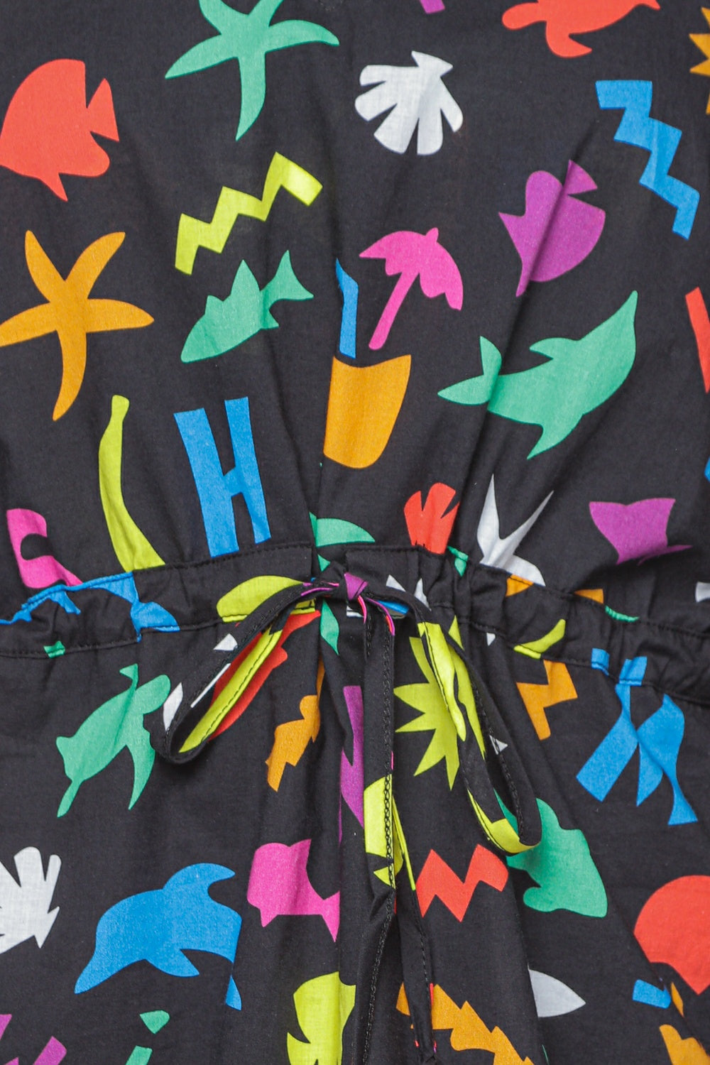 Caftan Moschino cu imprimeu multicolor - detaliu