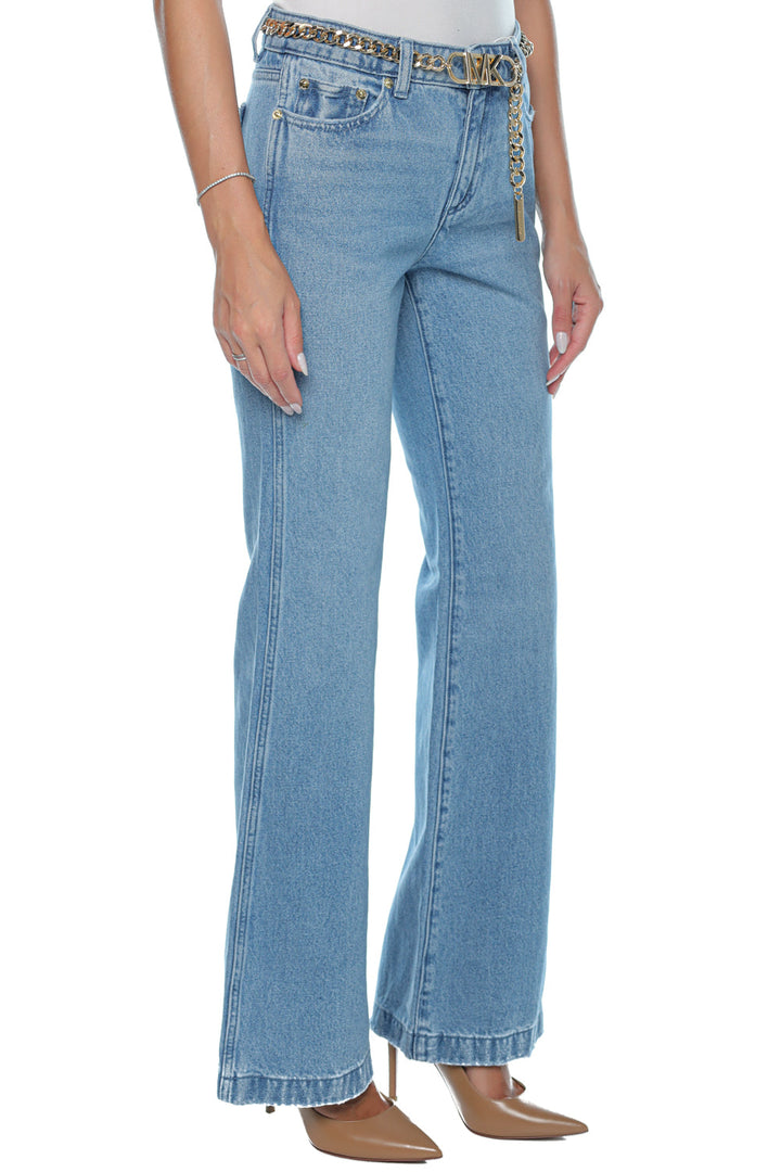 Blugi evazati dama cu curea lant