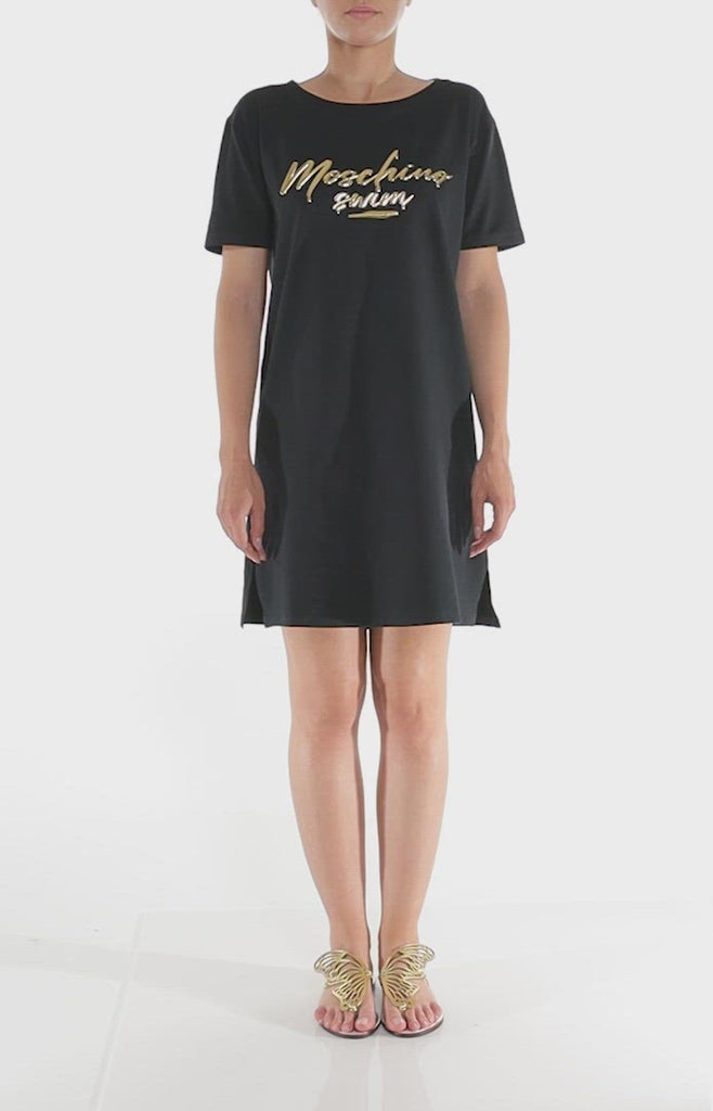 Rochie tricou cu imprimeu cu logo Moschino - video