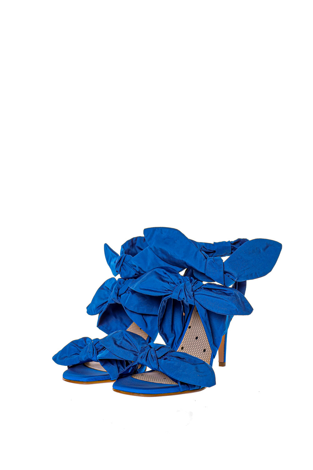 sandale albastre cu funde decorative