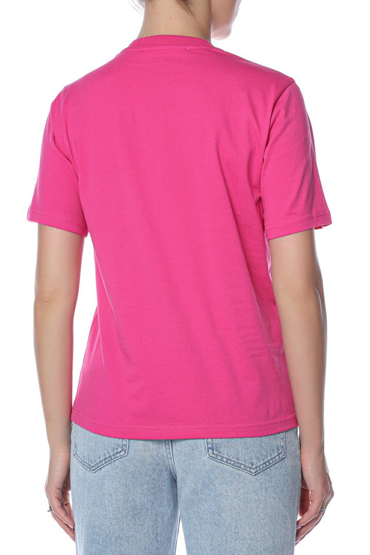 Tricou roz fucsia MCQ cu imprimeu contrastant - 3