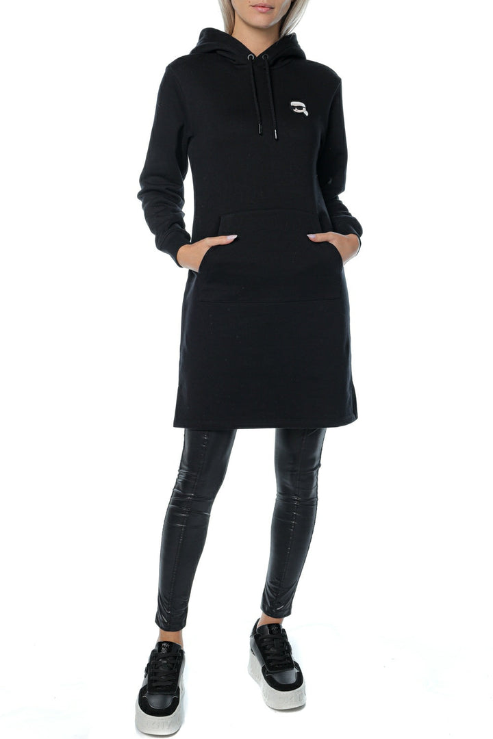 Rochie neagra KARL LAGERFELD Ikonik 2.0 Hooded 2