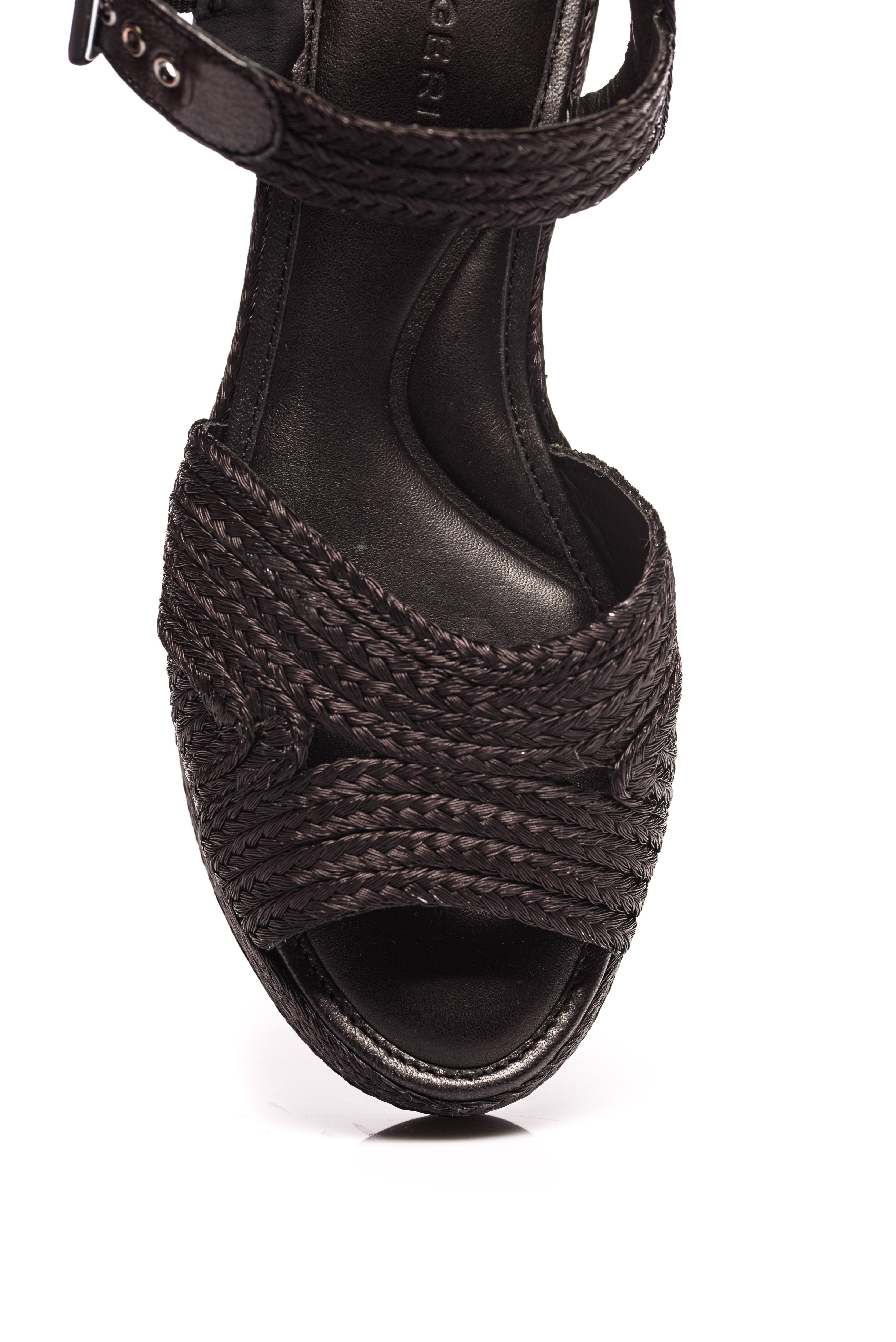 Sandale negre de piele  cu platforma Clergerie