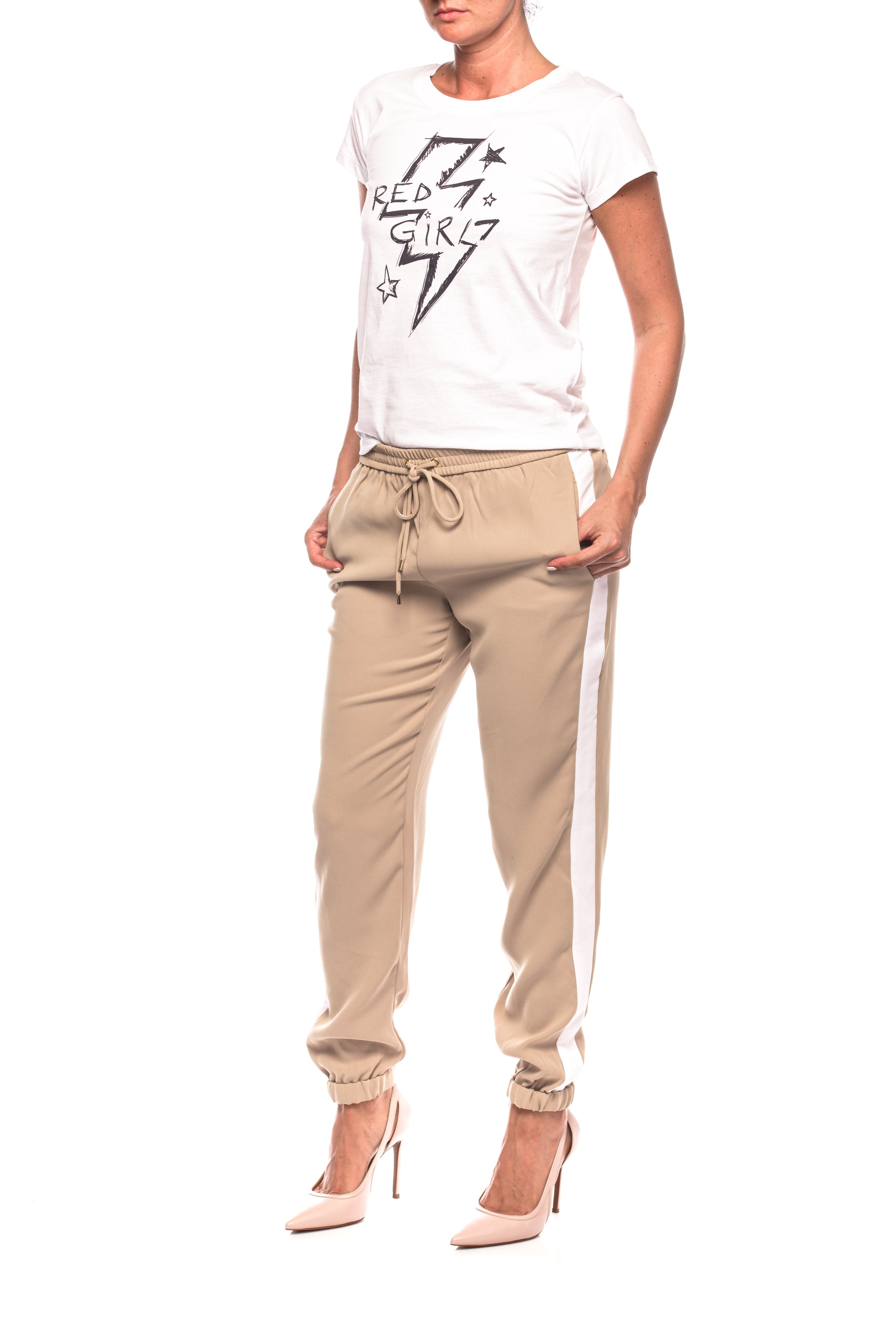 Pantaloni cu vipusca Stripe Track Michael Kors