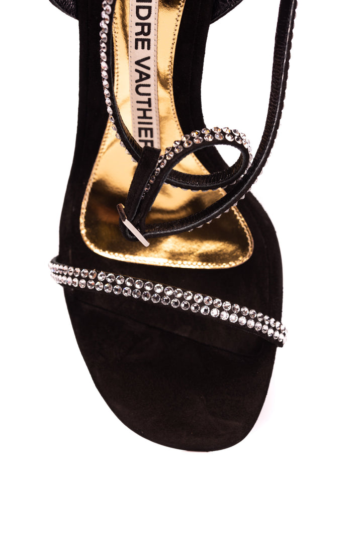 sandale negre cu cristale