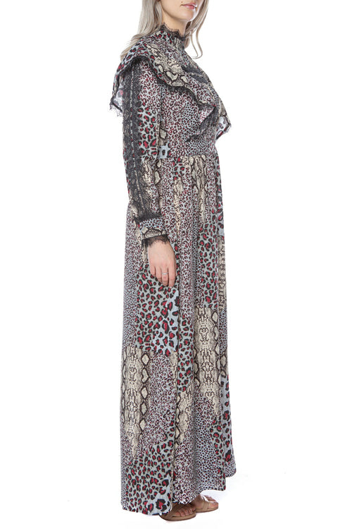 Rochie lunga cu animal print si volane ONETEASPOON - 3