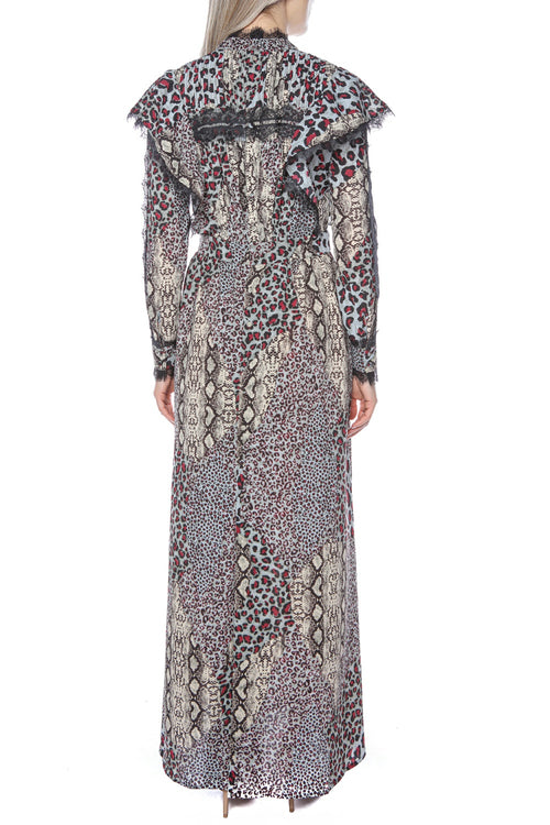 Rochie lunga cu animal print si volane ONETEASPOON - 4